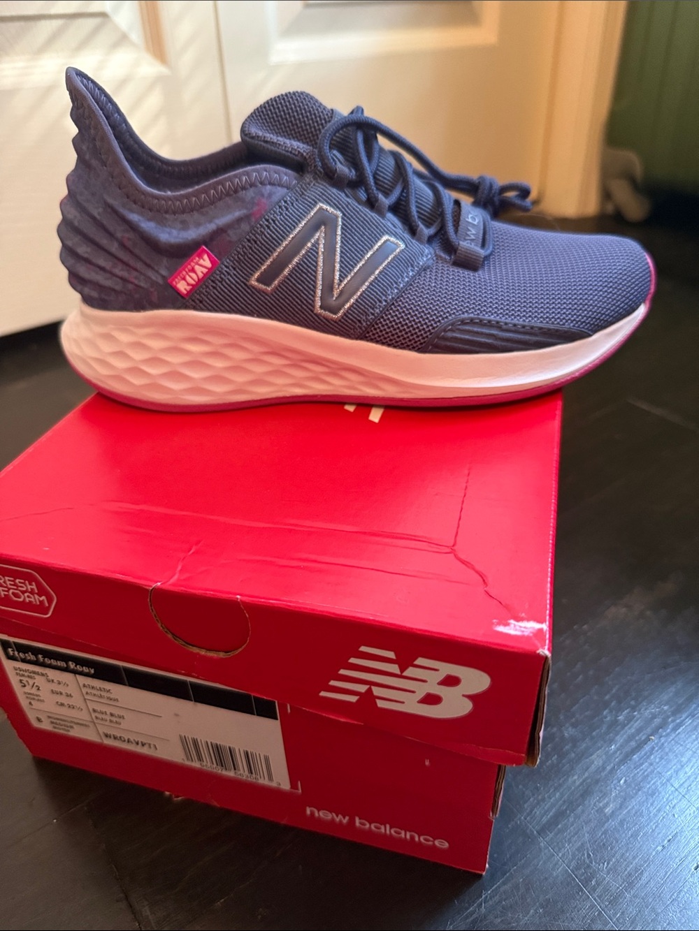 New Balance Navy with Pink Accent Women's Athletic Shoes